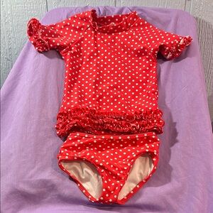 Ruffle Butts Red Polka Dot Kids Swim Set